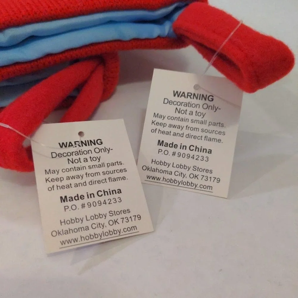 Hobby Lobby Set of 2 Penguin Christmas Stockings Blue Red Whimsical 2012 NWT